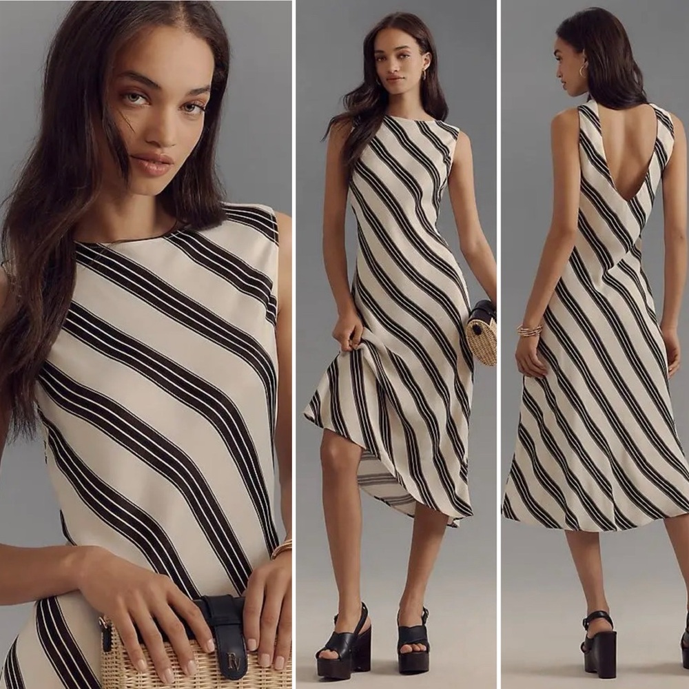 Maeve Slim Satin Midi Dress
